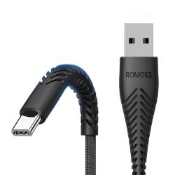 Picture of Romoss USB A to Type C Cable Nylon Braided - 1M - Black