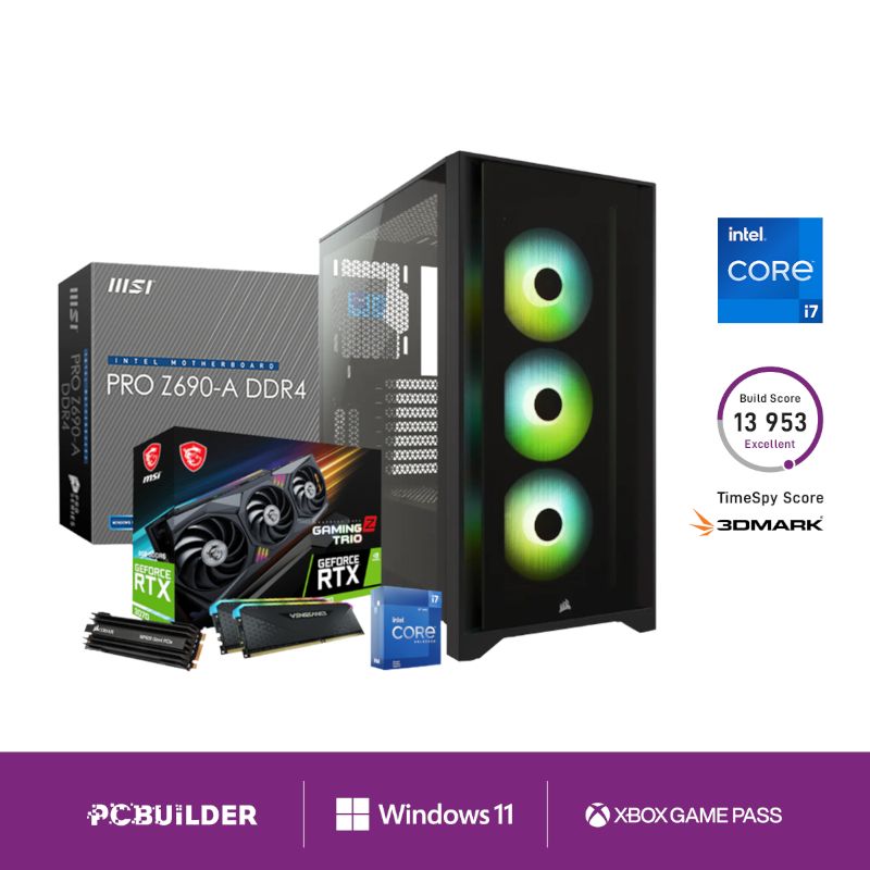 Picture of PCBuilder Intel i7 12700KF FRONT RUNNER Windows 11 Corsair Gaming PC