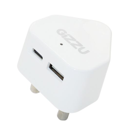 Picture of GIZZU Wall Charger Type C 20W|USB SA 3 Prong - White