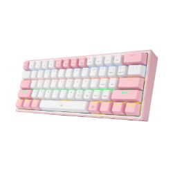 Picture of REDRAGON FIZZ Rainbow LED 61 KEY Mechanical Wired Gaming Keyboard - White/Pink