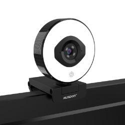 Picture of Ausdom AF660 1080p|60fps|12 White LED|Omni-Directional Mic|70 FOV|USB Streaming Webcam - Black