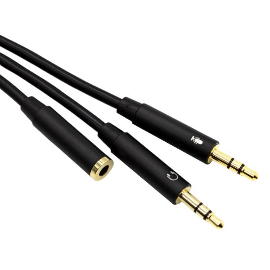 Picture of Gizzu Audio 1 x 3.5mm (Female) to 1 x 3.5mm (Male) Mic + 1 x 3.5mm (Male) Headset Jack Adapter Cable