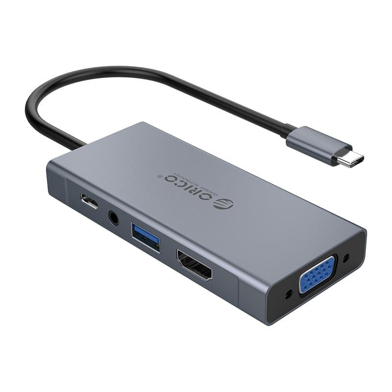 Picture of ORICO 5 in 1 [1 x HDMI | 1xUSB3.0 | 1xVGA | 1x3.5mm | 1xType-C PD] Multifunctional Docking Station