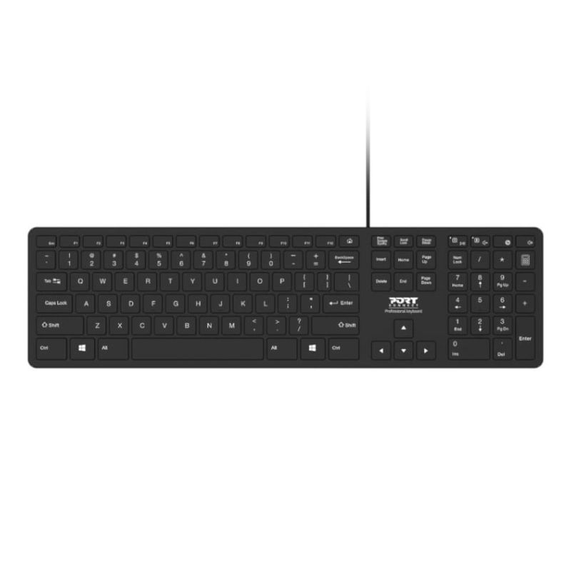 Picture of Port Office Executive Low Profile 105key Wired Keyboard - Black