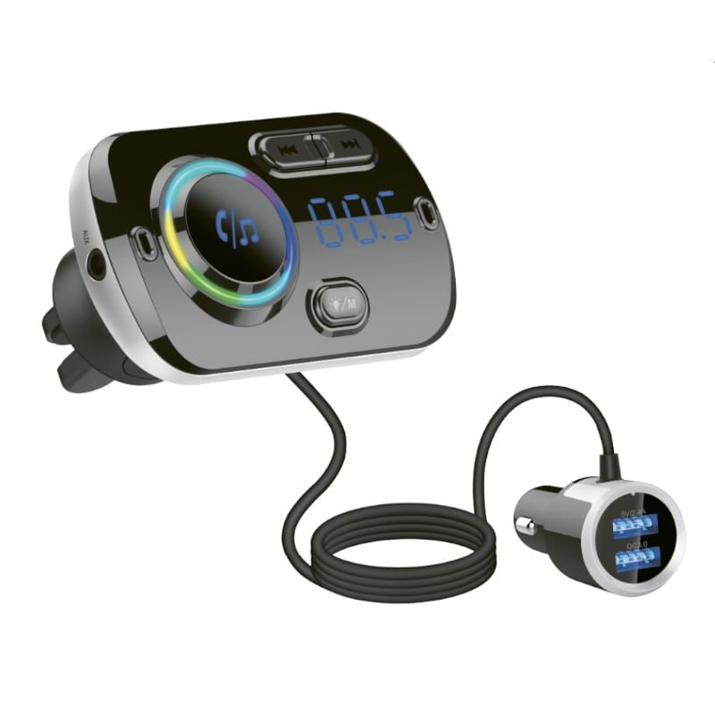 Picture of GIZZU Bluetooth 5 Dual USB QC3.0 | MicroSD FM Transmitter Clip LED Interface Handsfree Kit