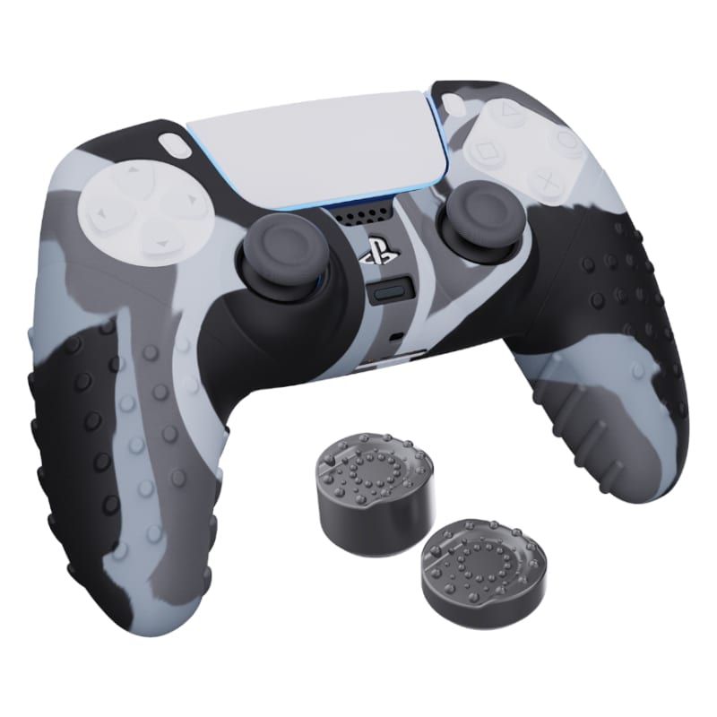 Picture of Sparkfox PlayStation 5 Silicone FPS Grip Pack Skin and Thumb Caps - Camo Grey