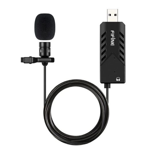 Picture of Fifine K053 USB Lavalier Lapel Microphone with Sound Card