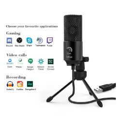 Picture of Fifine K669B Cardioid USB Condenser Microphone with Tripod - Black