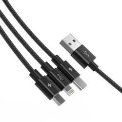 Picture of ORICO 3in1 1xLightning|1xUSB-C|1xMirco USB 1.2m ChargeSync Cable - Black